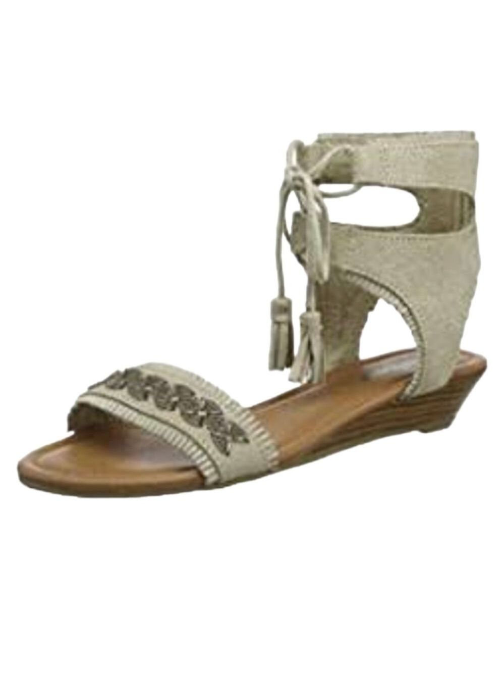 Minnetonka Ankle Strap Beaded Leather Sandal Size 9 Western Cowgirl